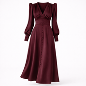 Vivienne Hartwell | Black Satin Puff Sleeve Maxi Dress