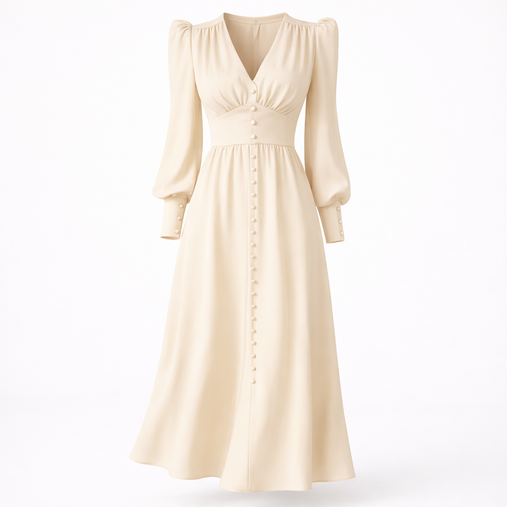 Vivienne Hartwell | Black Satin Puff Sleeve Maxi Dress