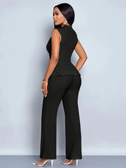 Rosalinde Voclaire | Black Sleeveless Peplum Two-Piece Set
