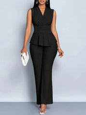 Rosalinde Voclaire | Black Sleeveless Peplum Two-Piece Set