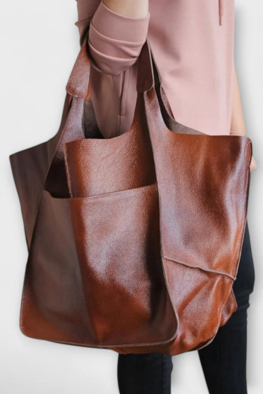 Anastasia Voclaire | Oversized Mustard PU Leather Tote Bag