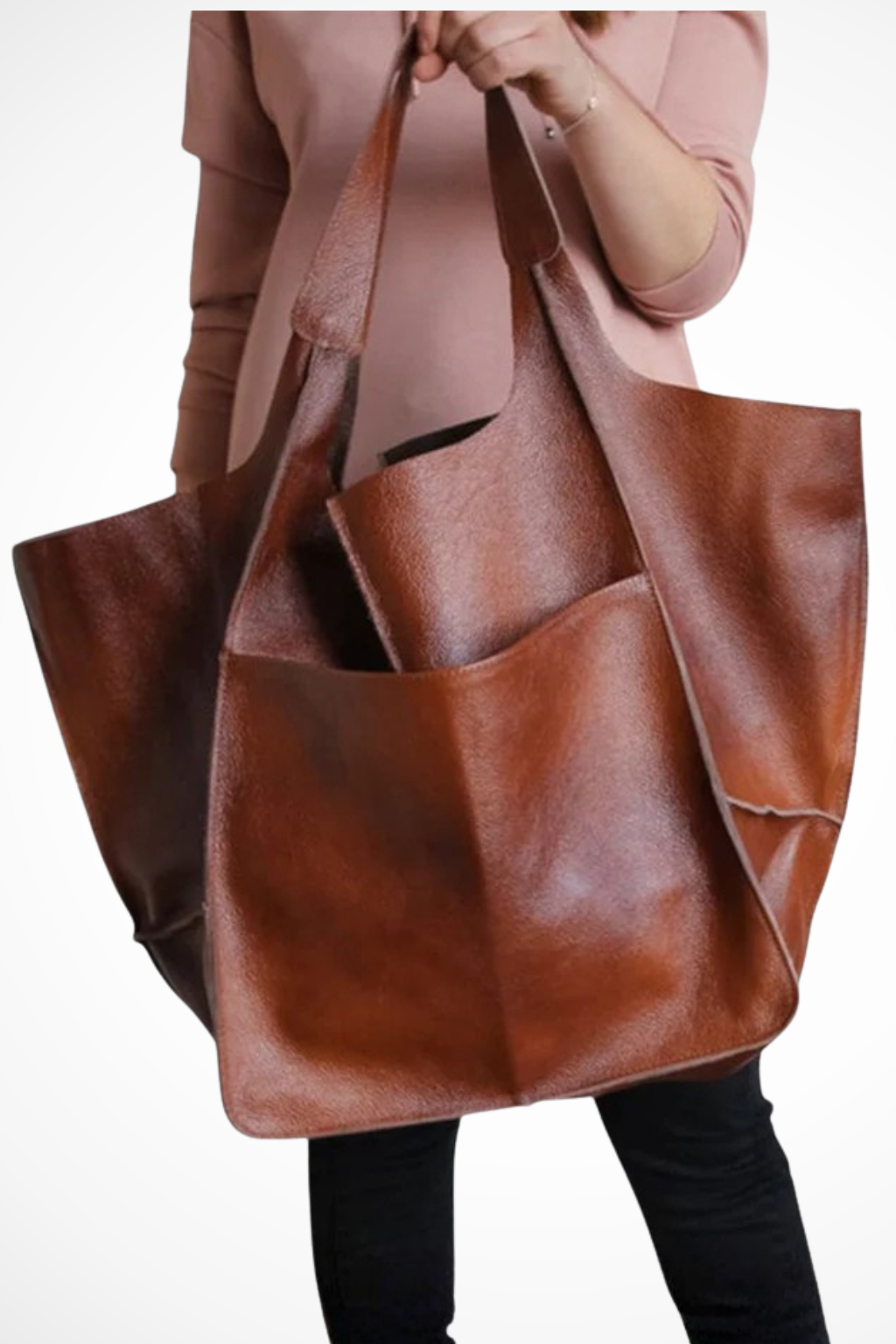 Anastasia Voclaire | Oversized Mustard PU Leather Tote Bag