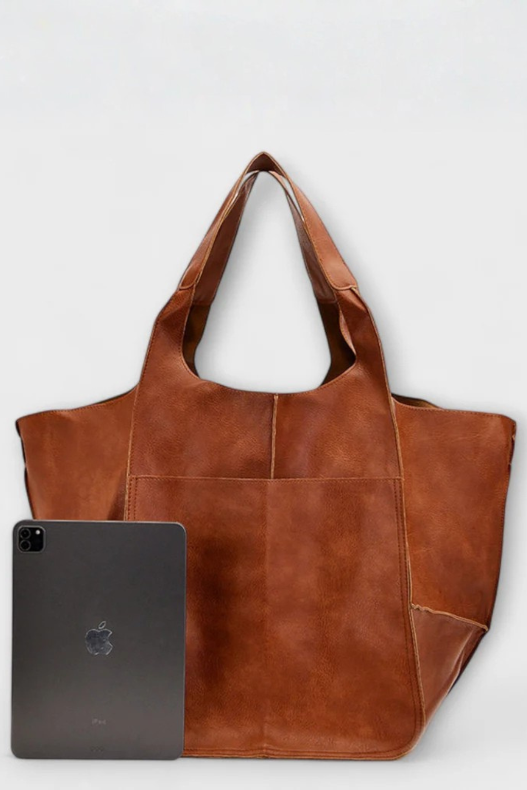 Anastasia Voclaire | Oversized Mustard PU Leather Tote Bag