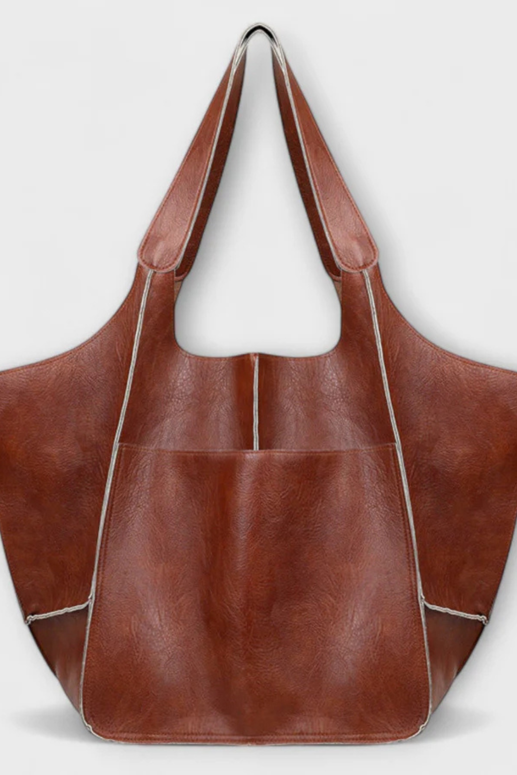Anastasia Voclaire | Oversized Mustard PU Leather Tote Bag