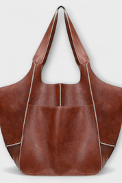 Anastasia Voclaire | Oversized Mustard PU Leather Tote Bag