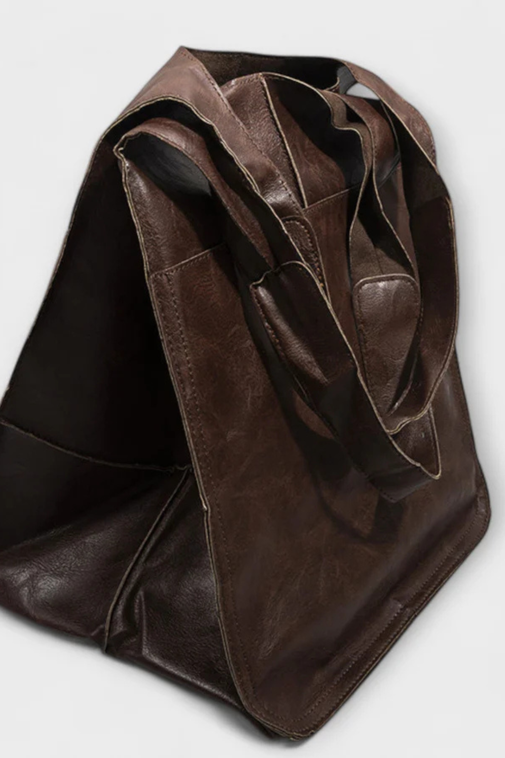 Anastasia Voclaire | Oversized Mustard PU Leather Tote Bag