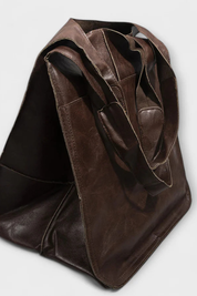 Anastasia Voclaire | Oversized Mustard PU Leather Tote Bag