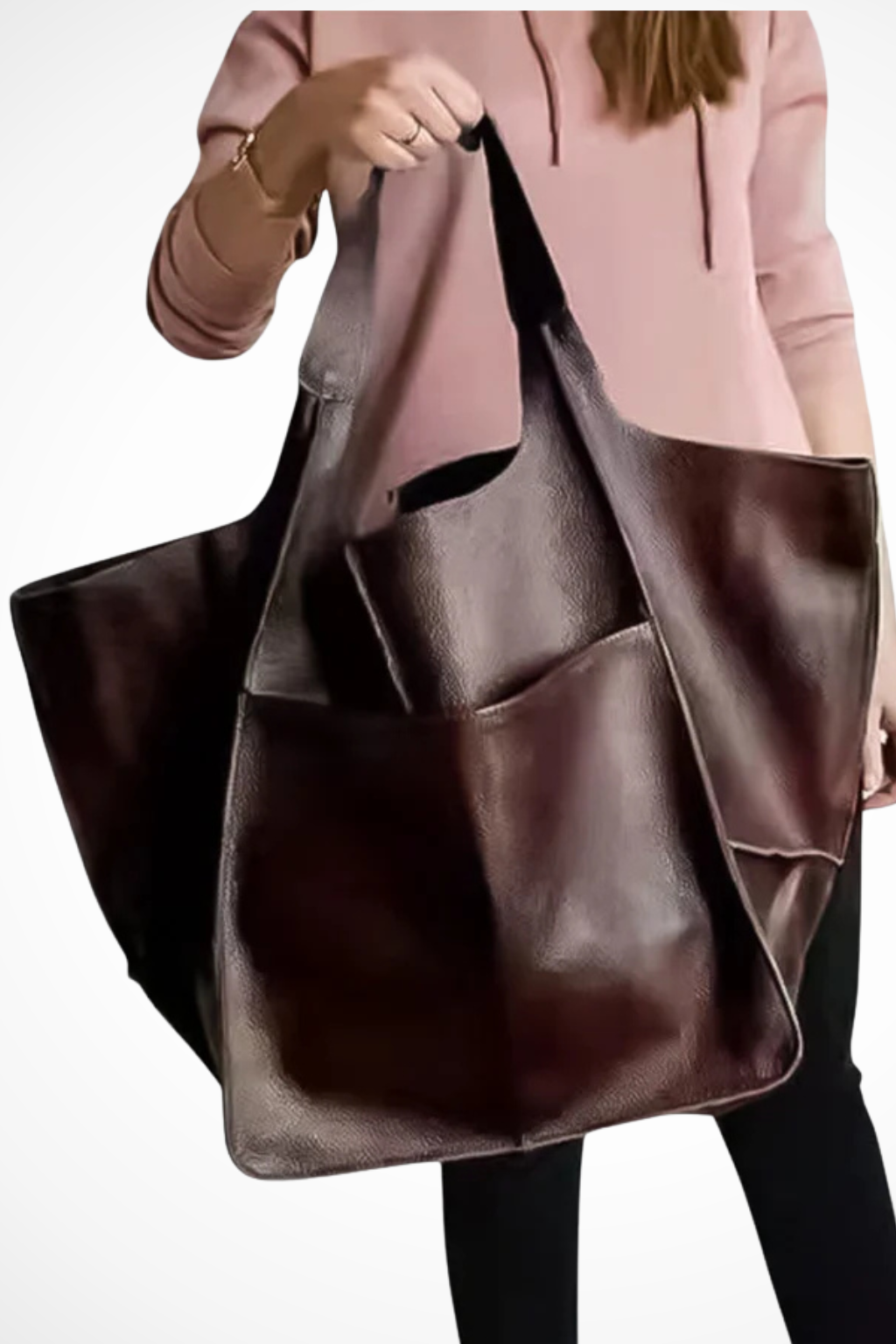 Anastasia Voclaire | Oversized Mustard PU Leather Tote Bag