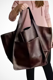 Anastasia Voclaire | Oversized Mustard PU Leather Tote Bag