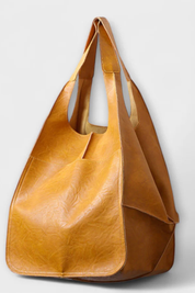 Anastasia Voclaire | Oversized Mustard PU Leather Tote Bag