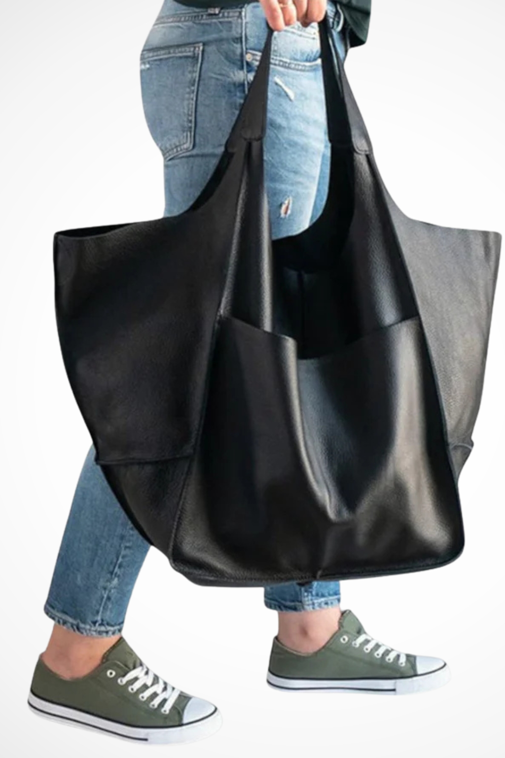 Anastasia Voclaire | Oversized Mustard PU Leather Tote Bag