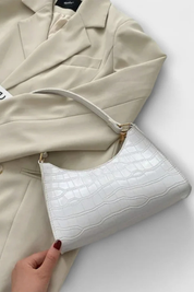 Camille Moretti | Green Croc-Embossed Baguette Shoulder Bag