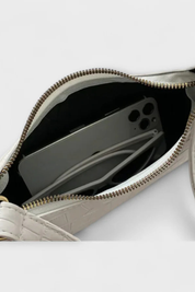 Camille Moretti | Green Croc-Embossed Baguette Shoulder Bag