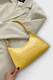 Camille Moretti | Green Croc-Embossed Baguette Shoulder Bag