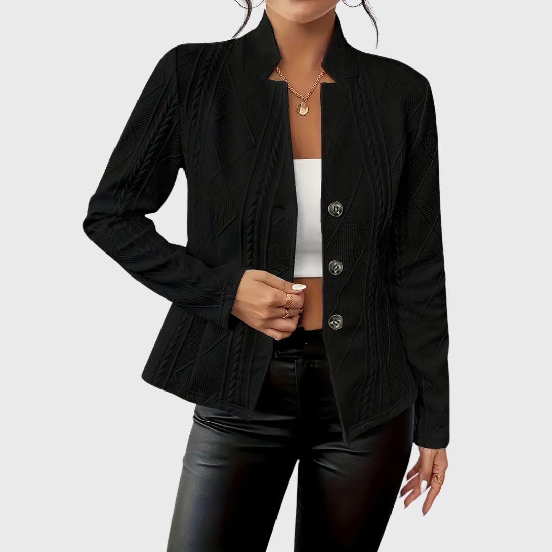 Celeste Vanbrough | White Textured Button-Front Blazer