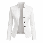 Celeste Vanbrough | White Textured Button-Front Blazer