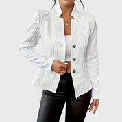 Celeste Vanbrough | White Textured Button-Front Blazer