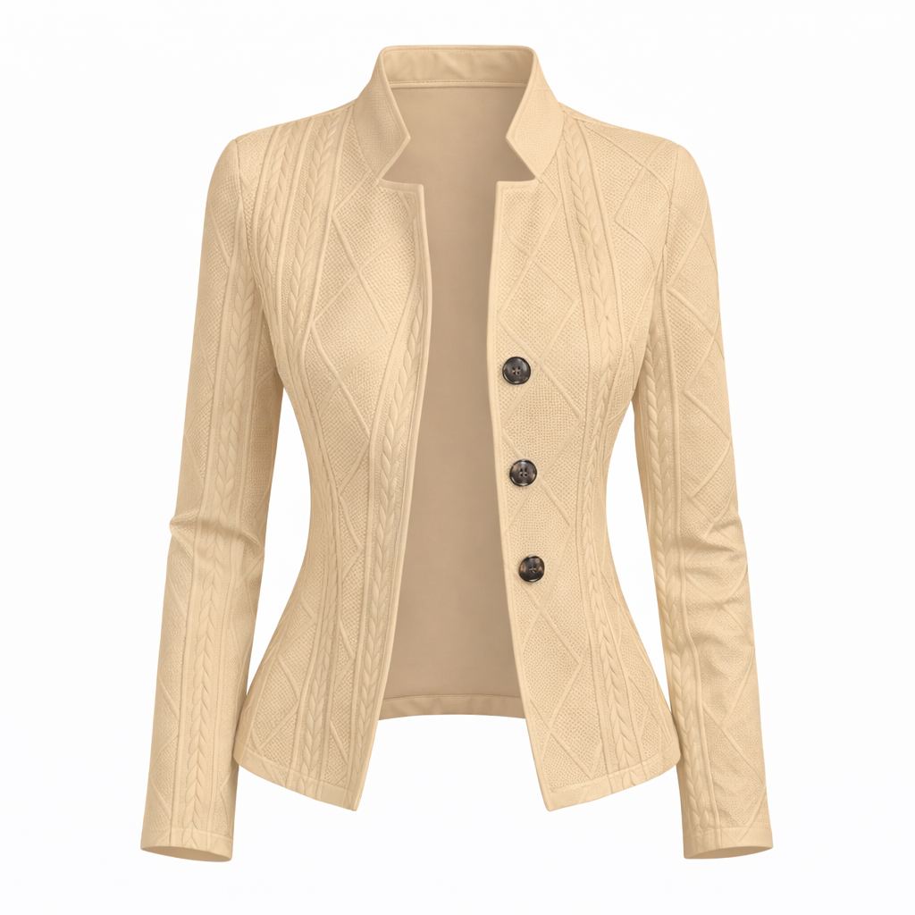 Celeste Vanbrough | White Textured Button-Front Blazer