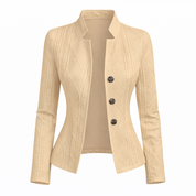Celeste Vanbrough | White Textured Button-Front Blazer
