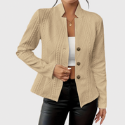 Celeste Vanbrough | White Textured Button-Front Blazer