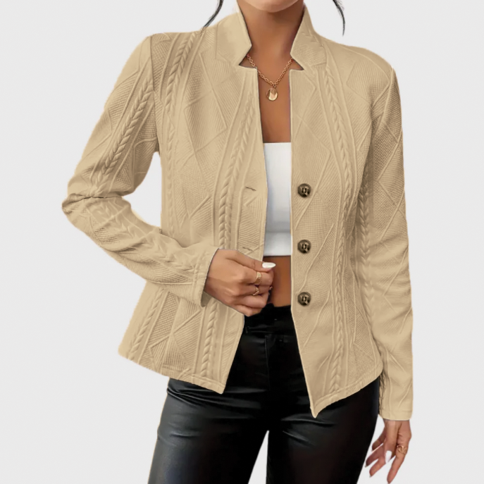 Celeste Vanbrough | White Textured Button-Front Blazer