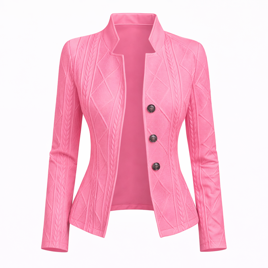 Celeste Vanbrough | White Textured Button-Front Blazer