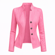 Celeste Vanbrough | White Textured Button-Front Blazer