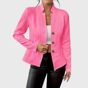 Celeste Vanbrough | White Textured Button-Front Blazer