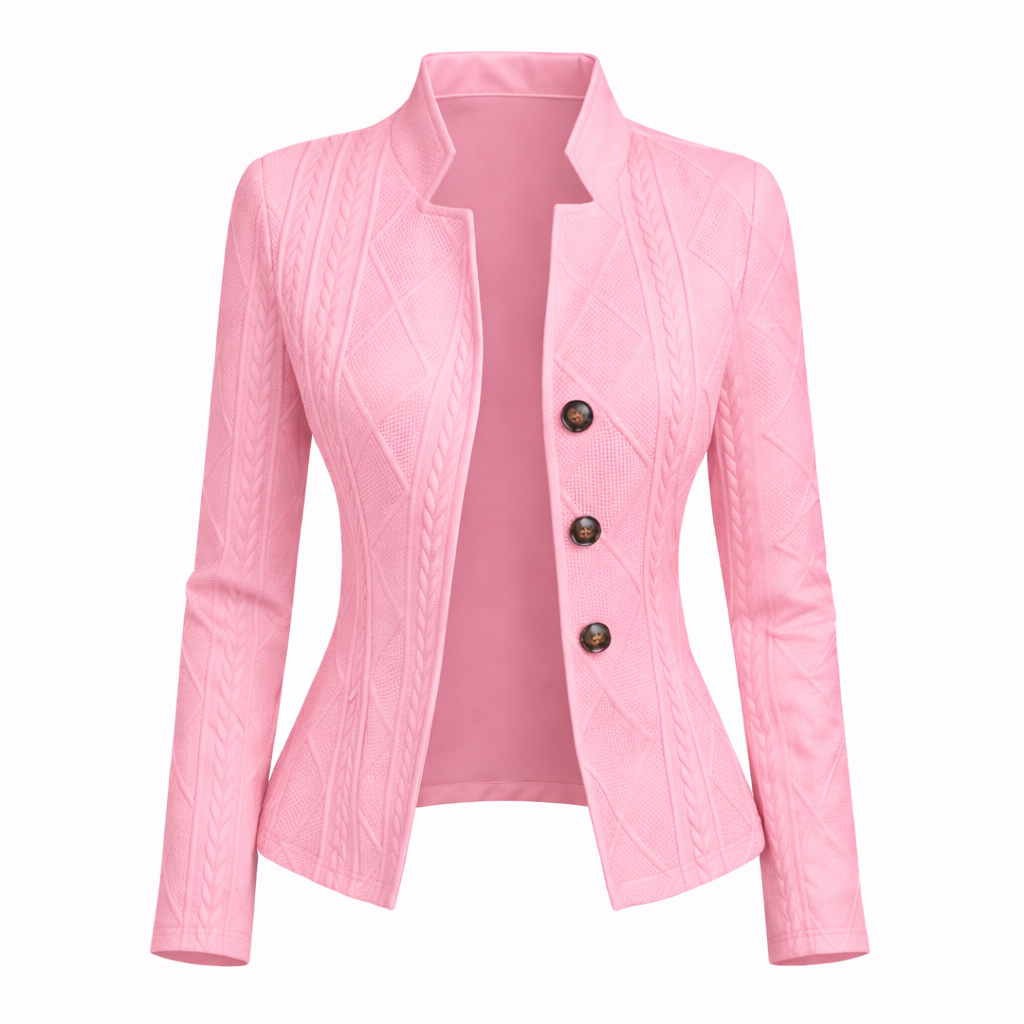 Celeste Vanbrough | White Textured Button-Front Blazer