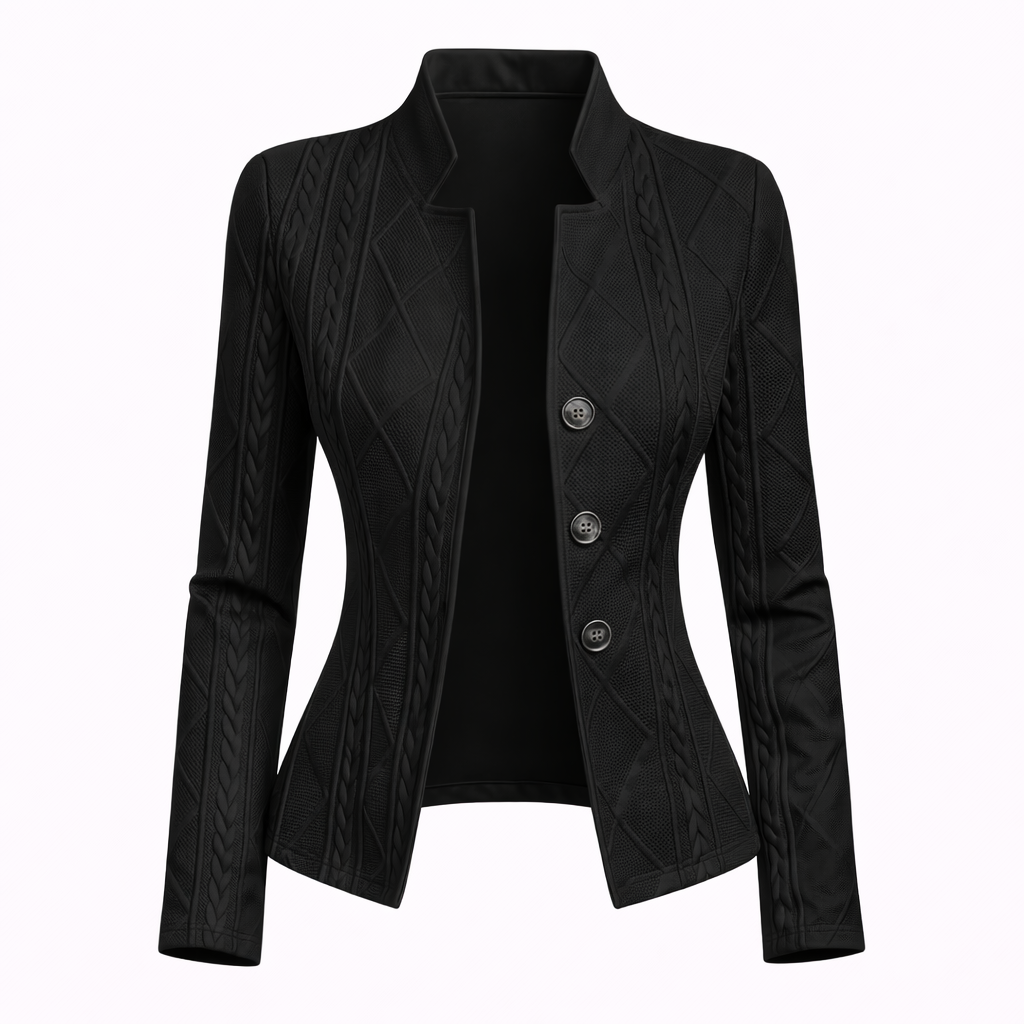Celeste Vanbrough | White Textured Button-Front Blazer