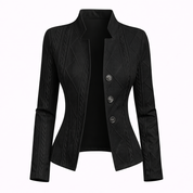 Celeste Vanbrough | White Textured Button-Front Blazer