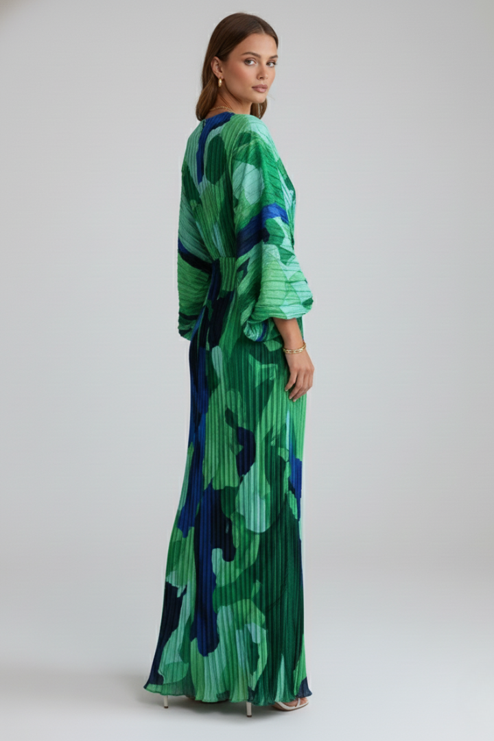 Serena Bellini | Pleated Tropical Maxi Dress For Women