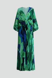 Serena Bellini | Pleated Tropical Maxi Dress For Women