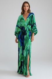 Serena Bellini | Pleated Tropical Maxi Dress For Women