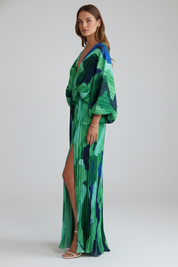 Serena Bellini | Pleated Tropical Maxi Dress For Women