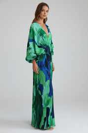 Serena Bellini | Pleated Tropical Maxi Dress For Women
