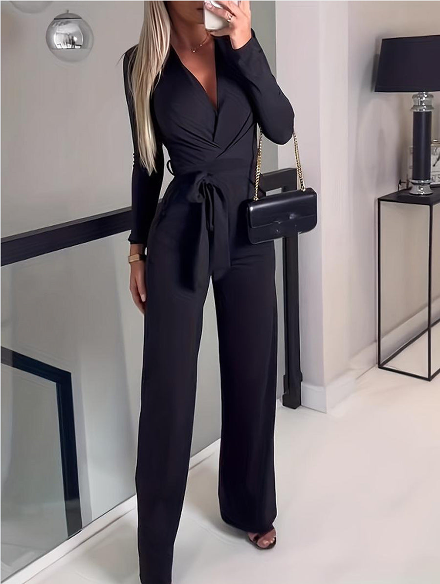 Celeste Laurent | Sage Green Long Sleeve Wrap Jumpsuit