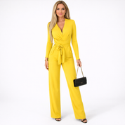Celeste Laurent | Sage Green Long Sleeve Wrap Jumpsuit