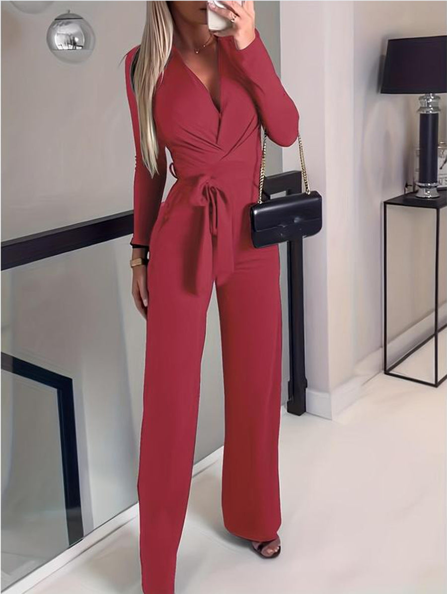 Celeste Laurent | Sage Green Long Sleeve Wrap Jumpsuit