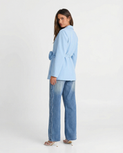 Céleste Vanbright | Light Blue Floral Belted Blazer for Women