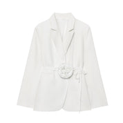 Céleste Vanbright | Light Blue Floral Belted Blazer for Women