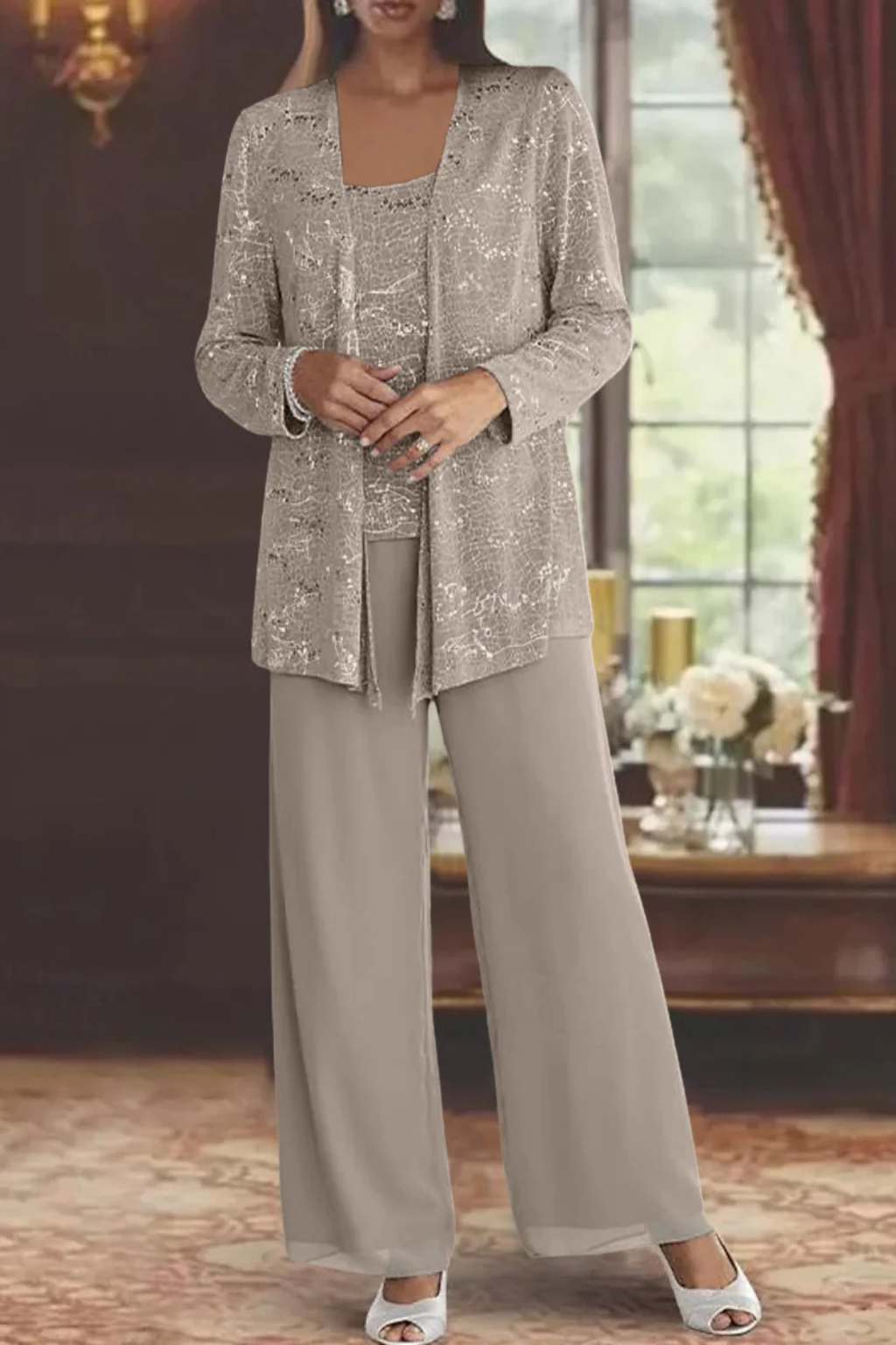 Celeste Moreau | Elegant Sequin Trouser Set For Women
