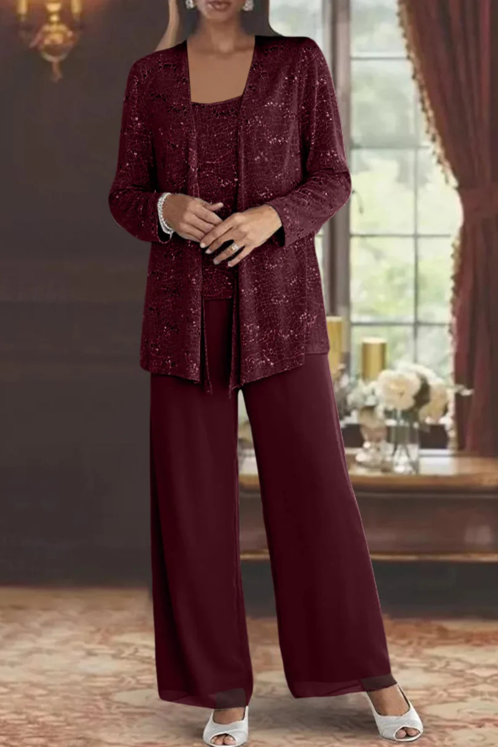 Celeste Moreau | Elegant Sequin Trouser Set For Women