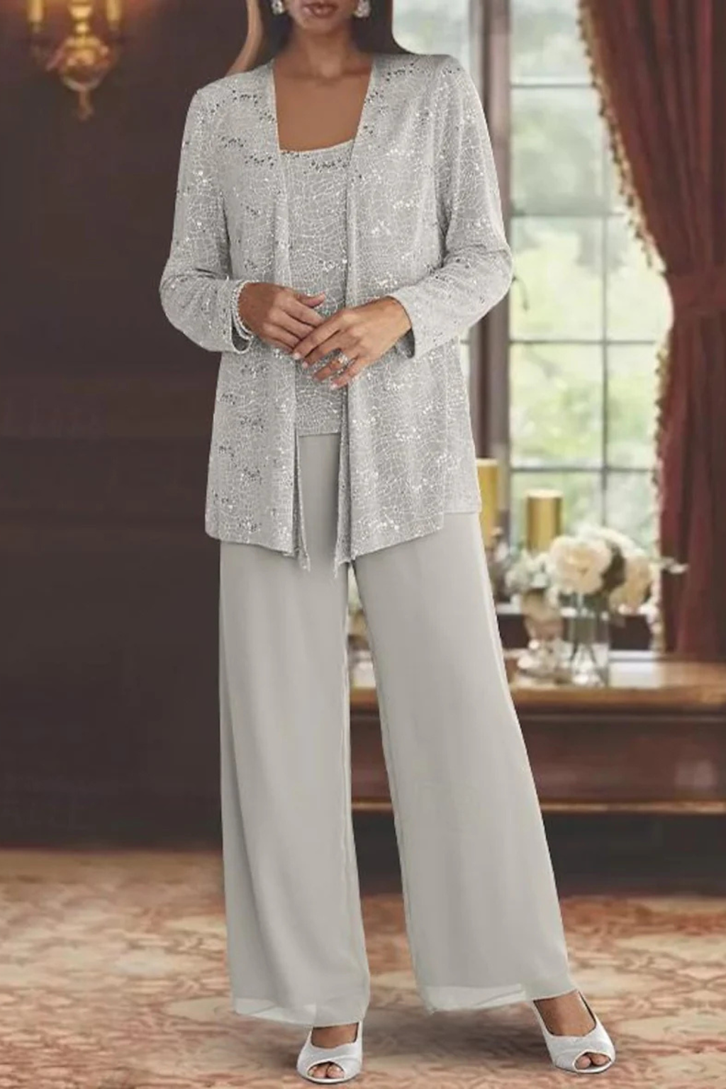 Celeste Moreau | Elegant Sequin Trouser Set For Women