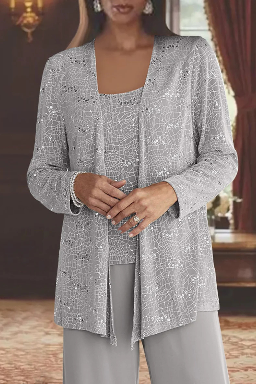 Celeste Moreau | Elegant Sequin Trouser Set For Women
