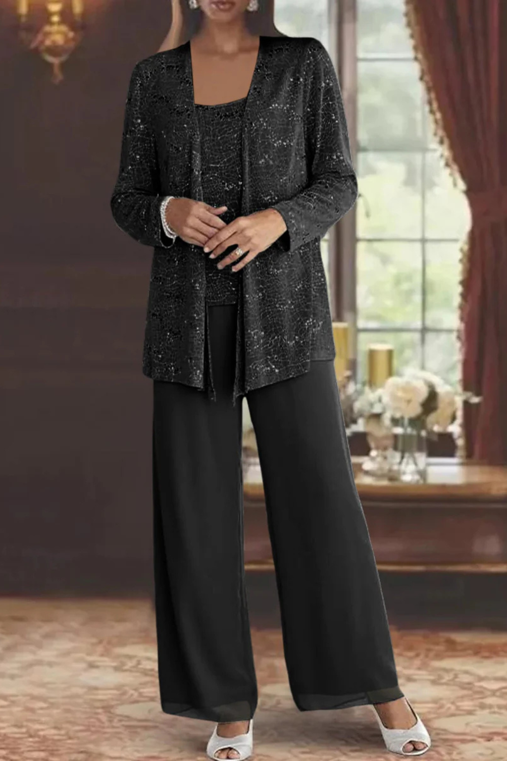 Celeste Moreau | Elegant Sequin Trouser Set For Women