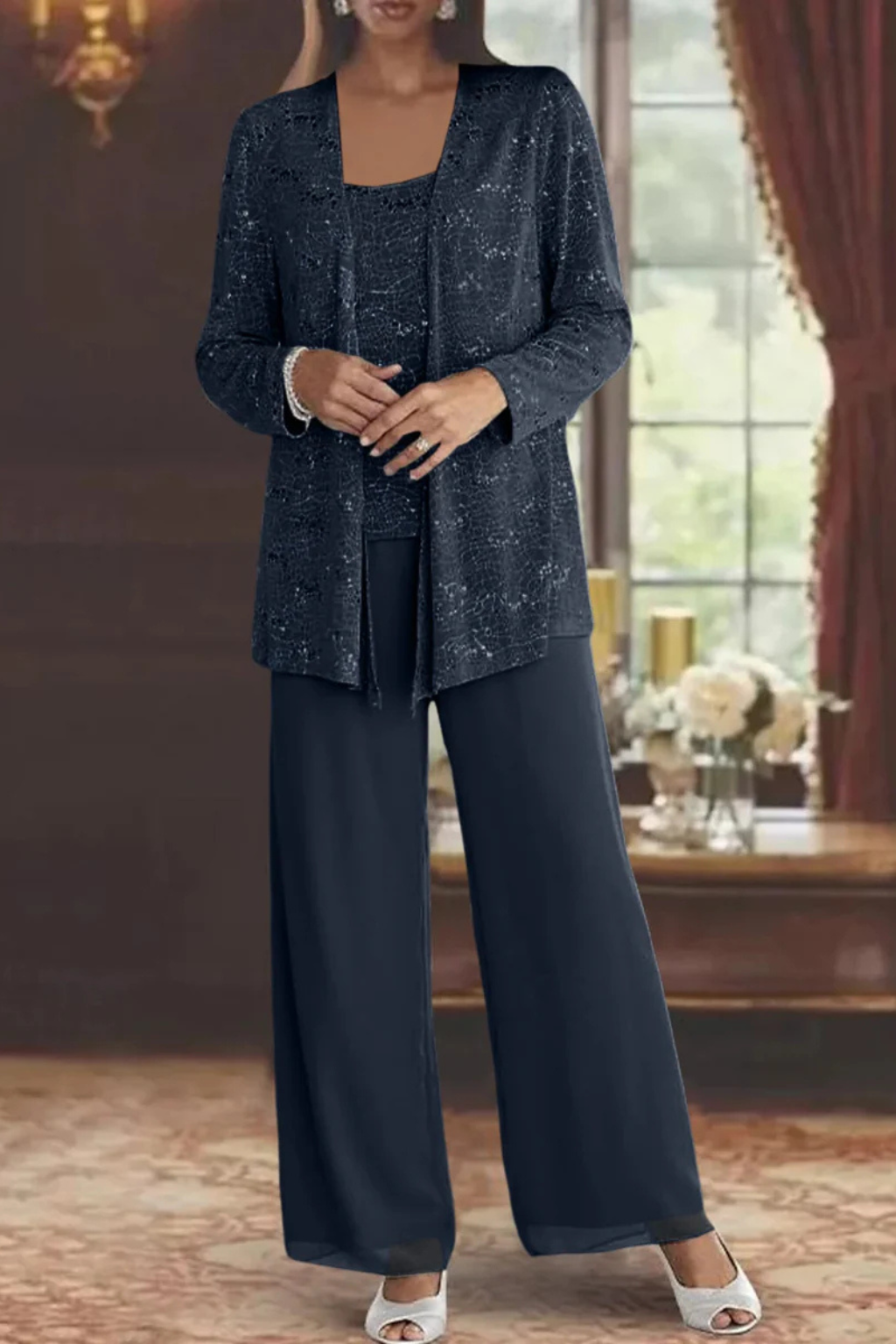 Celeste Moreau | Elegant Sequin Trouser Set For Women