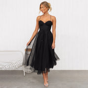Éloise Vanthorpe | Brown Tulle Corset Midi Dress for Women