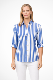 Charlotte Bellamy | Blue & White Striped Button Shirt for Women