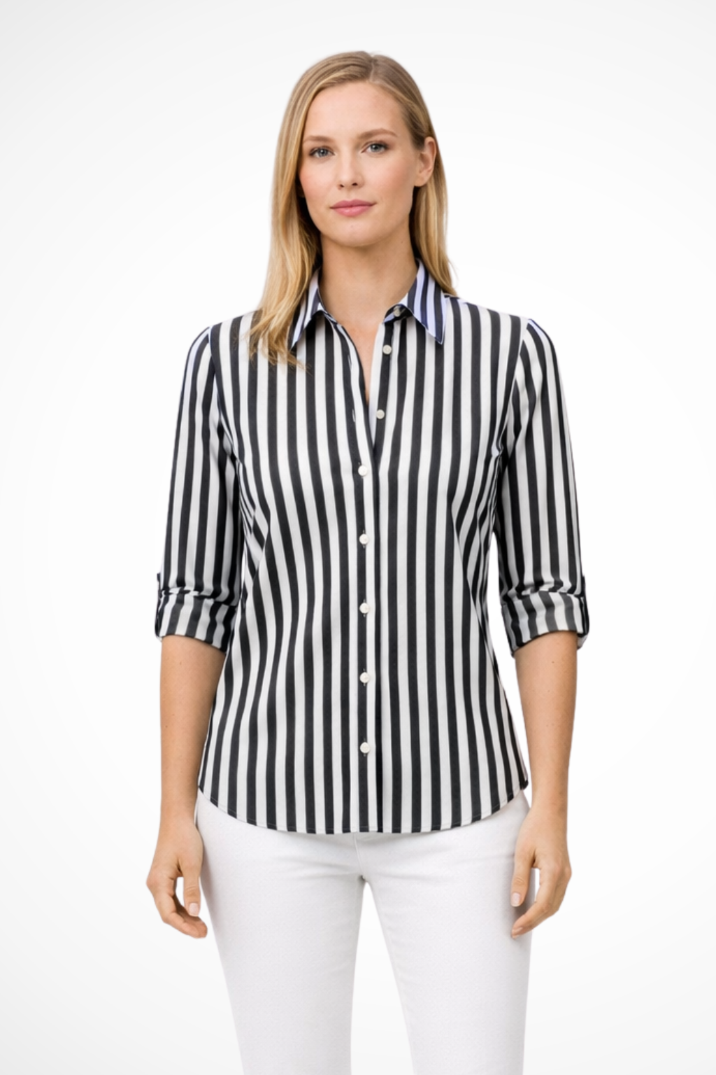 Charlotte Bellamy | Blue & White Striped Button Shirt for Women